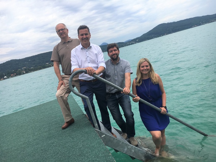 Kärntner Seenkonferenz  (v.l.n.r.): Franz Sturm, LR Daniel Fellner, Elias Molitschnig, Raffaela Lackner