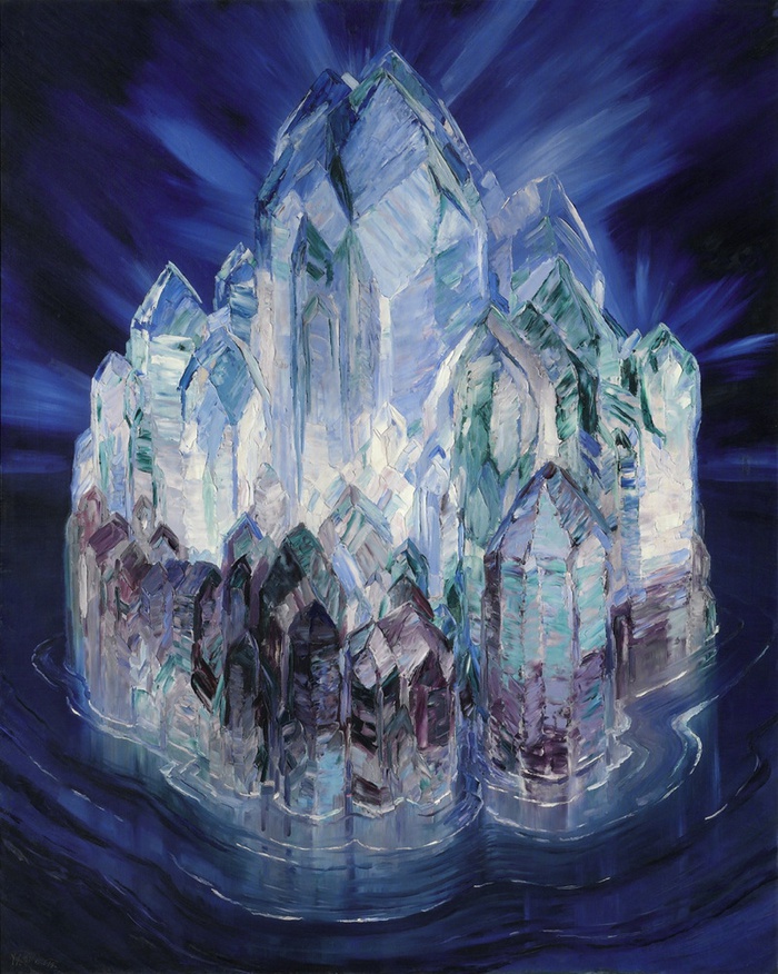 Wenzel Hablik: Kristallschloß im Meer, Stimmungsbild für ein Musikzimmer, 1914