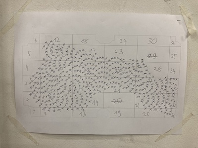 Krater Fajan, Installation „Viel TamTam um Nichts“,  Skizze