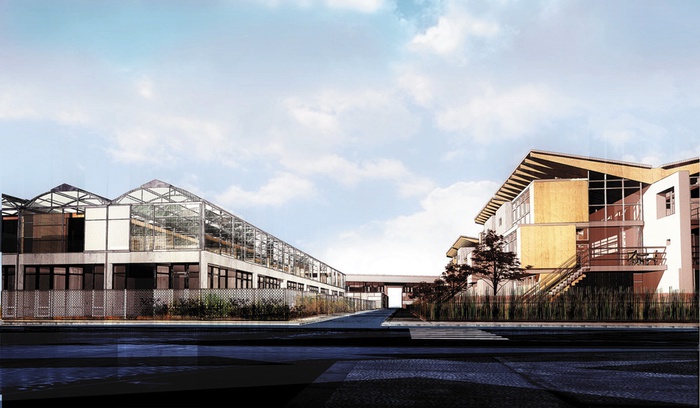 Visualisierung der Bauten von Anne Lacaton & Jean Philippe Vassal und Shigeru Ban/Jean de Gastines