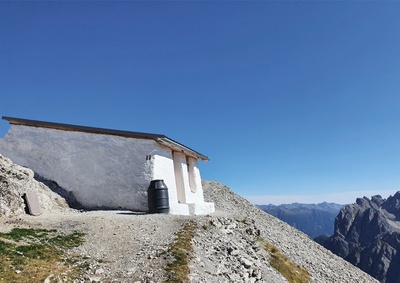 Linderhütte, Wiederaufbau, Spitzkofel, Amlach in Osttirol, 2019 – 2021 (Architektur: Plattform Architektur Osttirol)