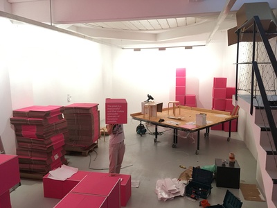 Ausstellungsaufbau "The Language of MVRDV"