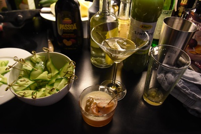 Klassischer Martini-Coctail, Pornstar Martini und Gin Tonic