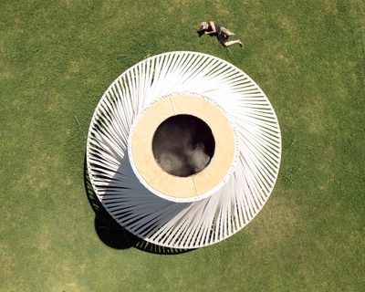 Airship.02 – Evapo tree von Breathe Earth Collective, Luftbild, Österreichischer Skulpturenpark 2017