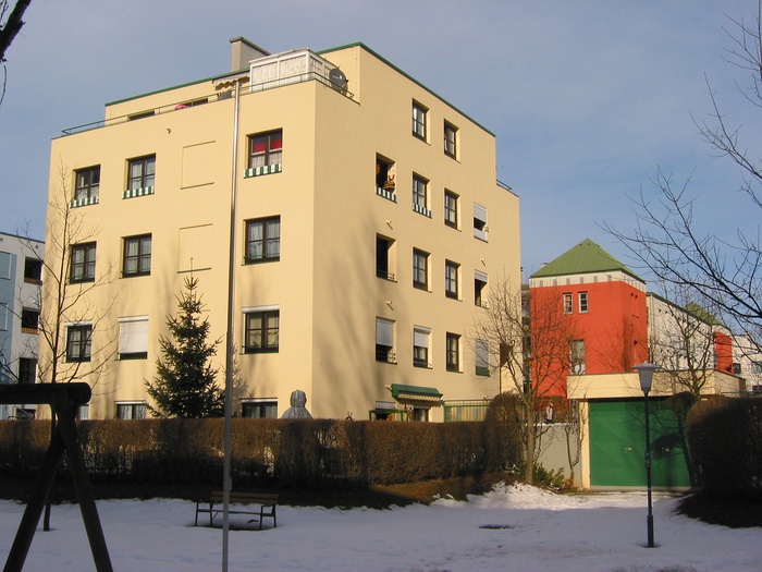 Forellenwegsiedlung Liefering, Architektur: Oswald Matthias Ungers (Masterplan) + diverse Planer, Planungszeit: 1983-1984, Bauzeit: 1887-1990