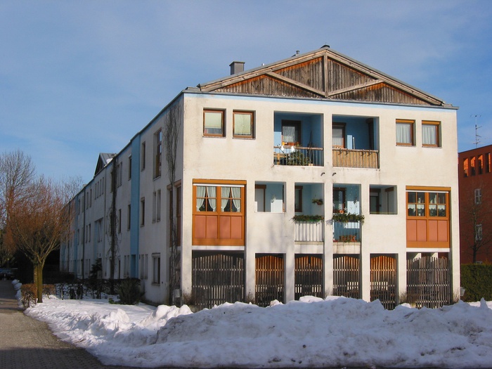 Forellenwegsiedlung Liefering, Architektur: Oswald Matthias Ungers (Masterplan) + diverse Planer, Planungszeit: 1983-1984, Bauzeit: 1887-1990