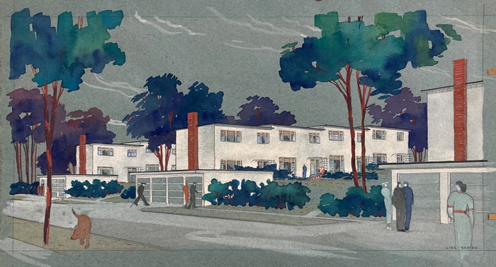 Detailausschnitt aus University Terrace, Variante des Schaubilds von Lisl Scheu, 1938