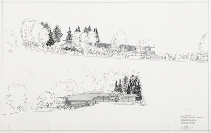 Gänsbrunn 2, Wohnhaus mit Atelier Dr. Garstenauer, Nordansicht / Westansicht (1977)