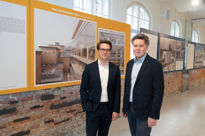 Lukas Crepaz (Kaufmännischer Direktor der Salzburger Festspiele)
und Roman Höllbacher (Leiter der Initiative Architektur) © SF/Jan Friese