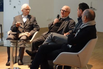Friedrich Aichleitner im Gespräch mit Gerhard Garstenauer, Roman Höllbacher und Roland Gnaiger.