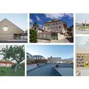Oben v.l.: Haus der Vereine, Gamlitz © Emilian Hinteregger | Podenhaus, Bad Aussee © Christian Cavalcante dos Santos | Kindergarten Spenglergasse © David Schreyer | Ober&Spitz © Manuel Draschl | Volksschule Weißkirchen © Paul Ott | Kindergarten Spenglergasse © David Schreyer