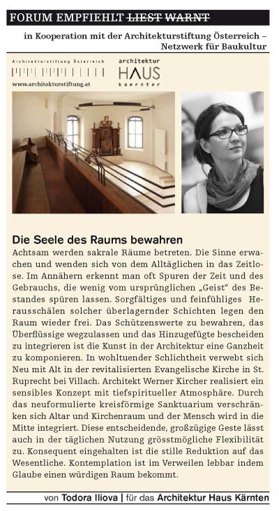 Bau-Forum empfiehlt_März 2014_Die Seele des Raums bewahren