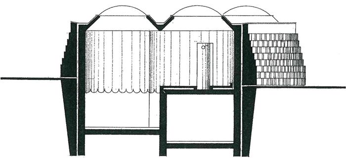 Grottenbad Flora, Schnitt, Ausführung