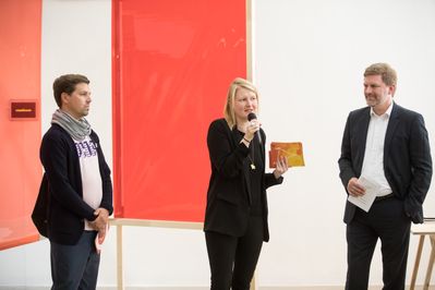 Martin Baasch, steirischer herbst, Claudia Gerhäusser, Kuratorin "we are here! 3 Versuche", Markus Bogensberger, GF HDA (v.l.)