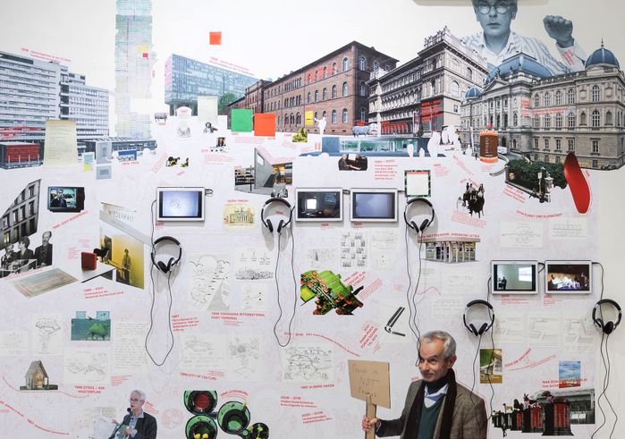 Verbildlichter Lebenslauf von Joost Meuwissen in der Ausstellung "Don't Stop Thinking" im HDA